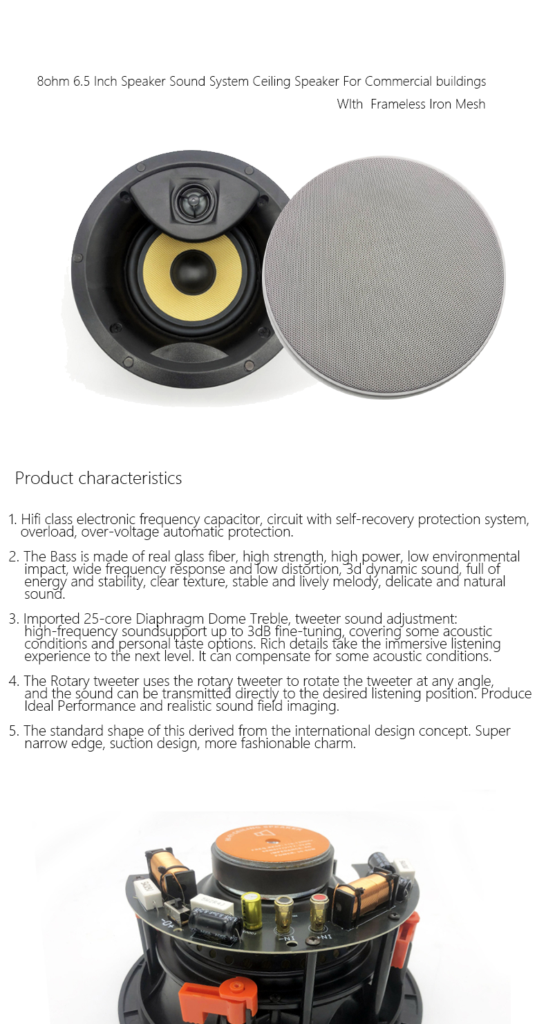 1.Fixed Resistance Coaxial Treble Pitch Tweeter Frameless Ceiling Speaker.png