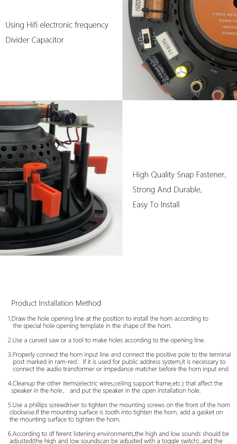 4.Fixed Resistance Coaxial Treble Pitch Tweeter Frameless Ceiling Speaker.png
